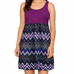 Dress Roxy Big Girl Purple Tank SLEEVELESS Chevron Kids Large YOUTH